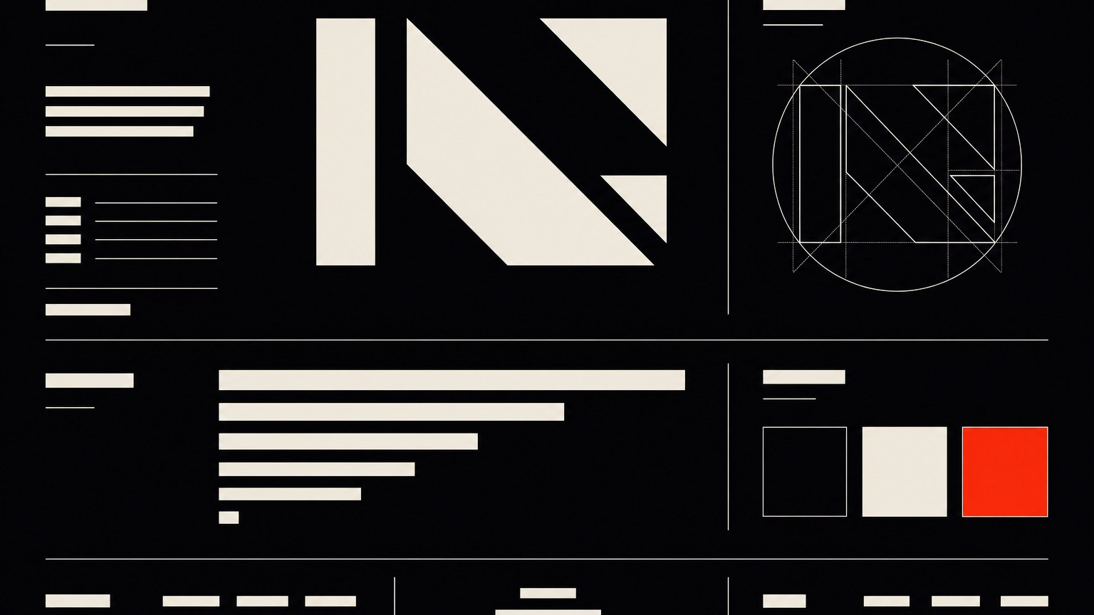 Planche d'identité de marque — logotype, échelle typographique, palette.