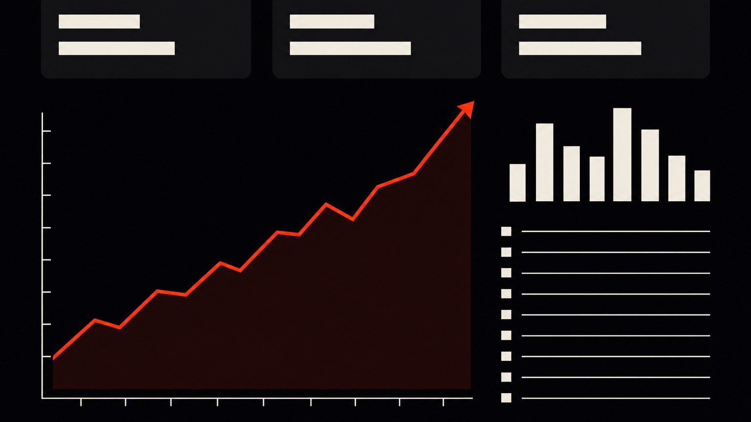 Illustration d'un tableau de bord publicitaire — indicateurs et courbe de performance.