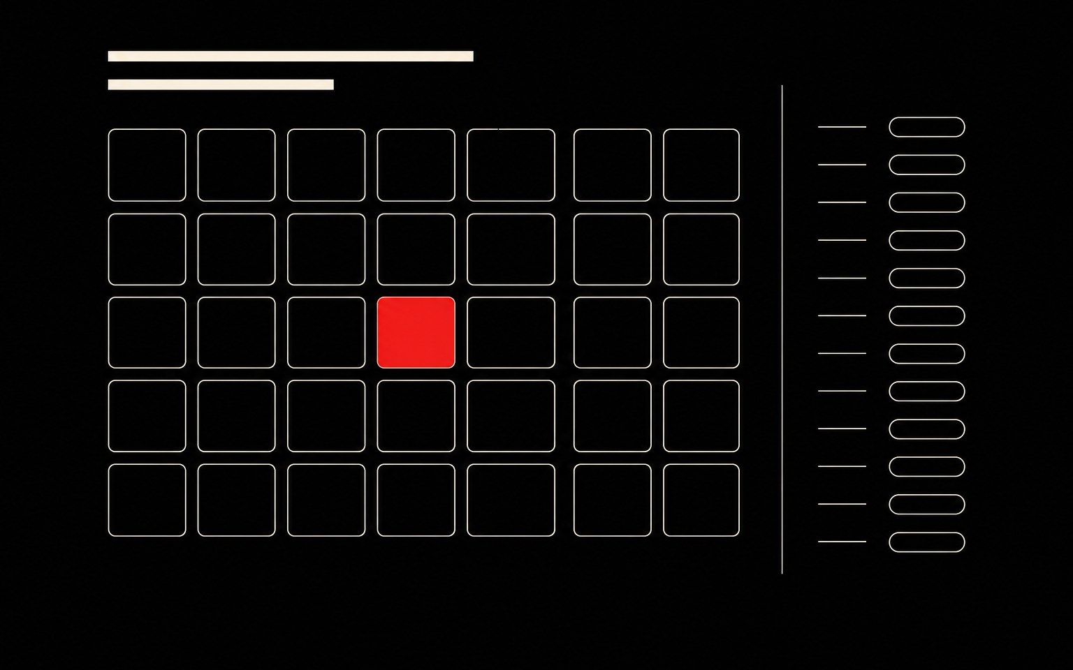 Illustration d'un calendrier de réservation — un créneau mis en avant en vermillon.