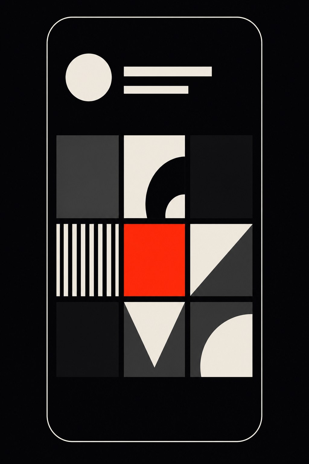 Illustration d'une grille Instagram — neuf vignettes cohérentes, une accentuée.